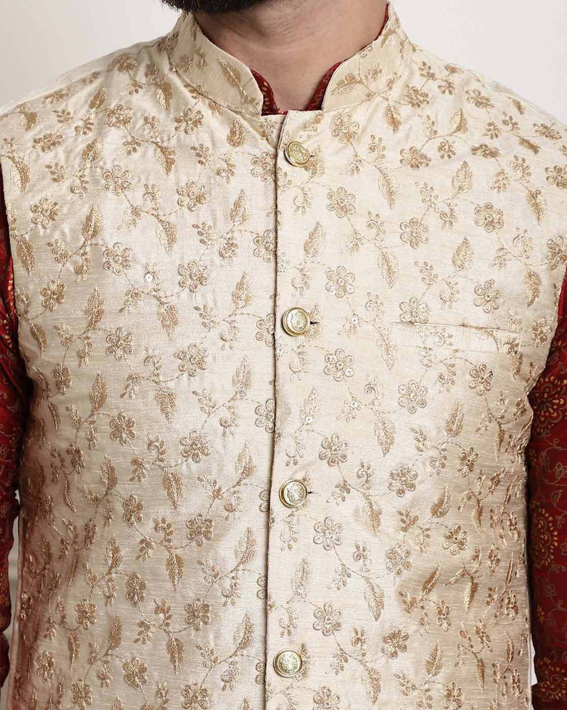 Embellished Silk Kurta & Pyjamas Set with Jacket