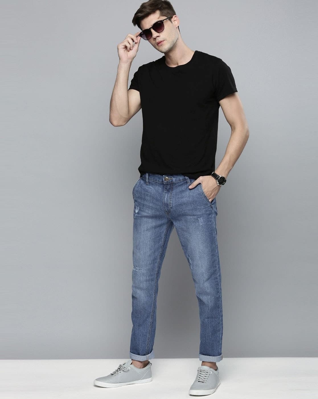 Lightly Distressed Slim Fit Jeans