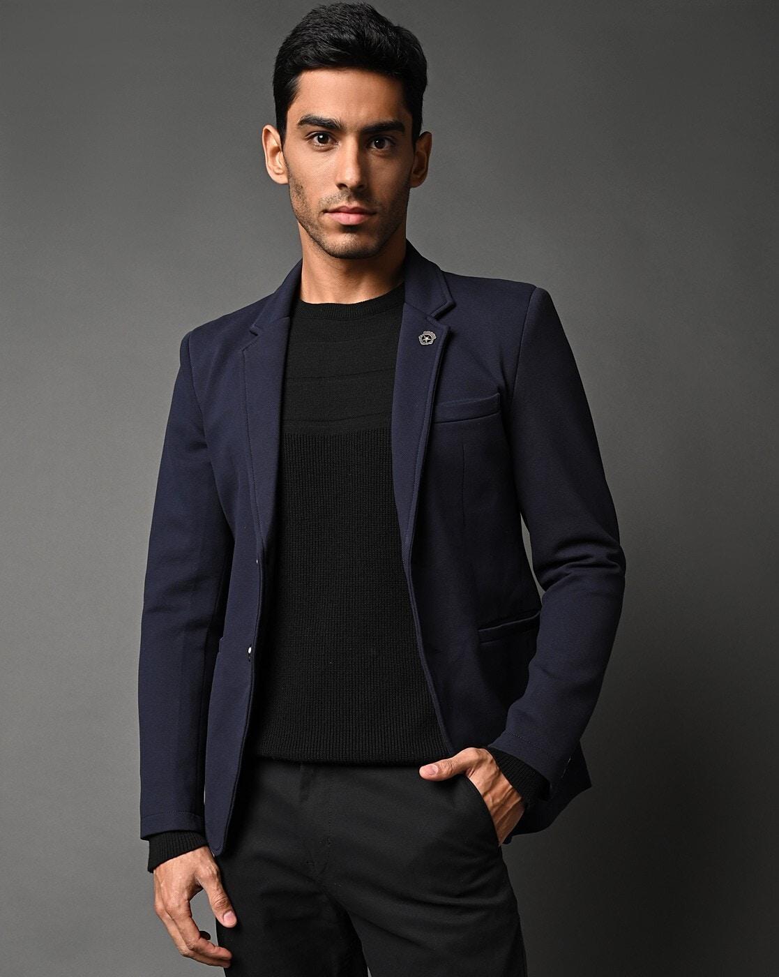 Single-Breasted Blazer with Notched Lapel