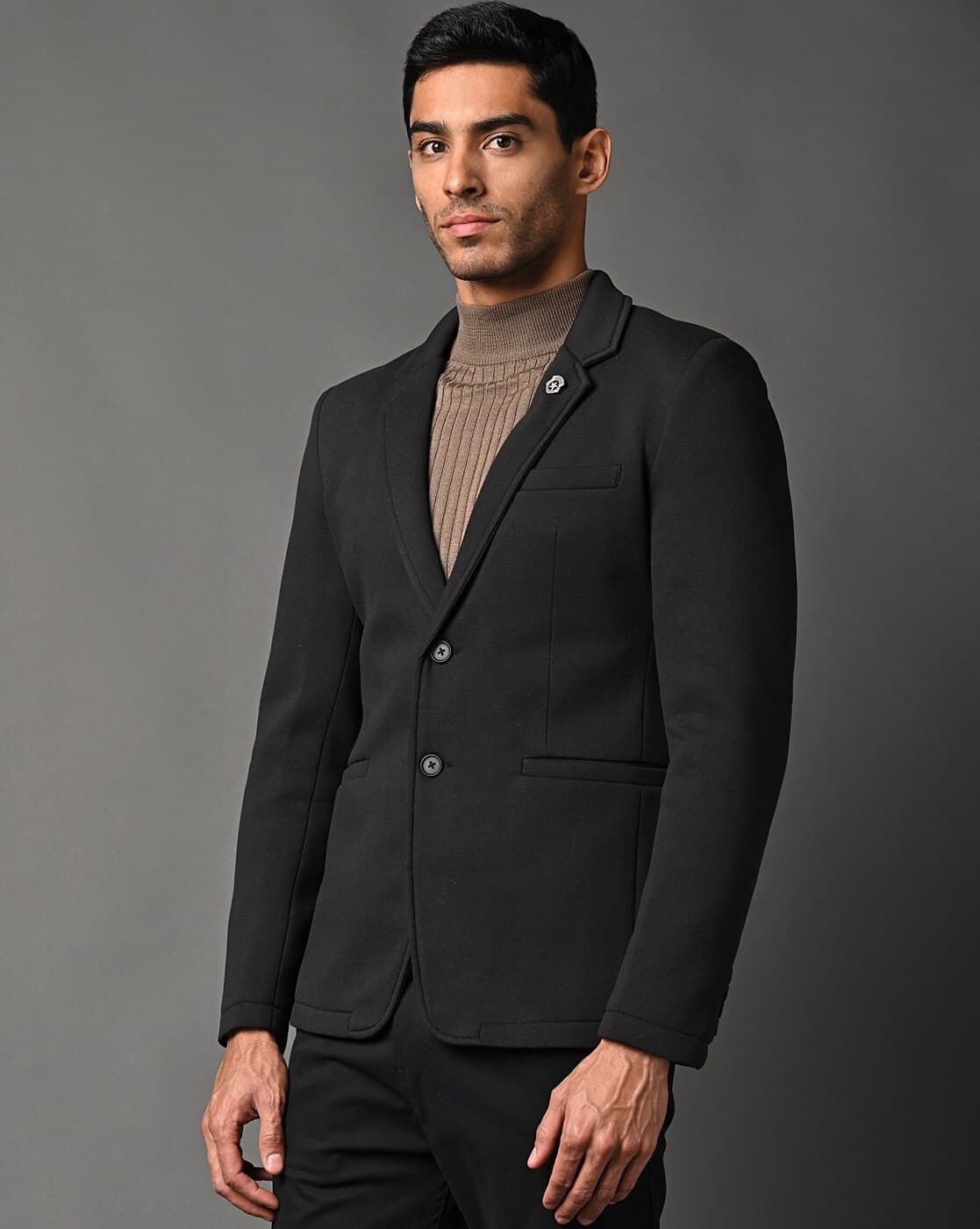 Single-Breasted Pea Coat with Notched Lapel