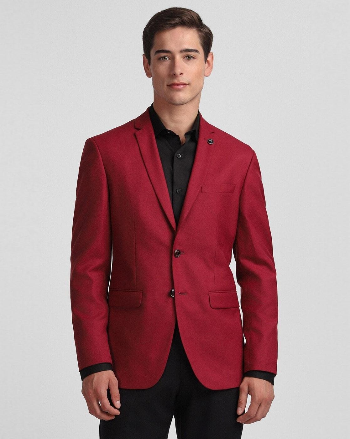 Slim Fit Single-Breasted Blazer with Notched Lapel