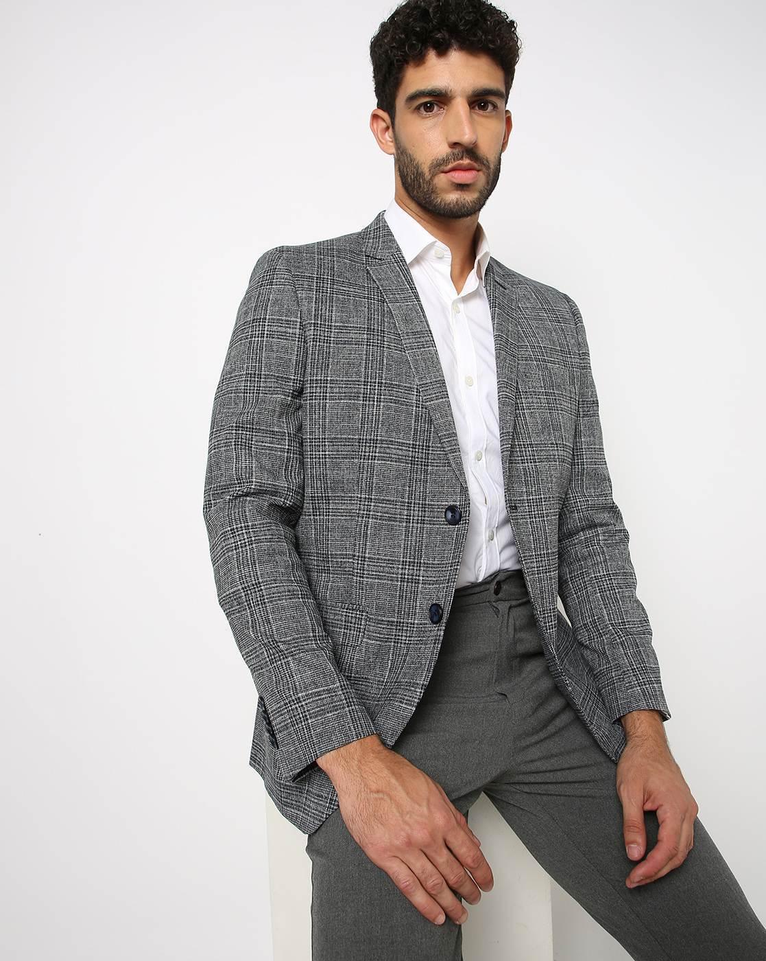 Checked Single-Breasted Slim Fit Blazer