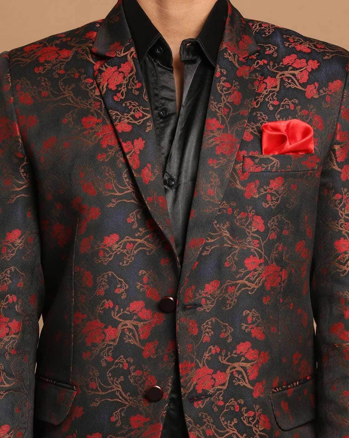 Floral Woven Single-Breasted Blazer