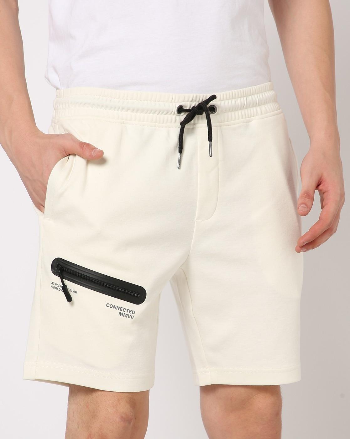 Drawstring Waist Flat-Front City Shorts