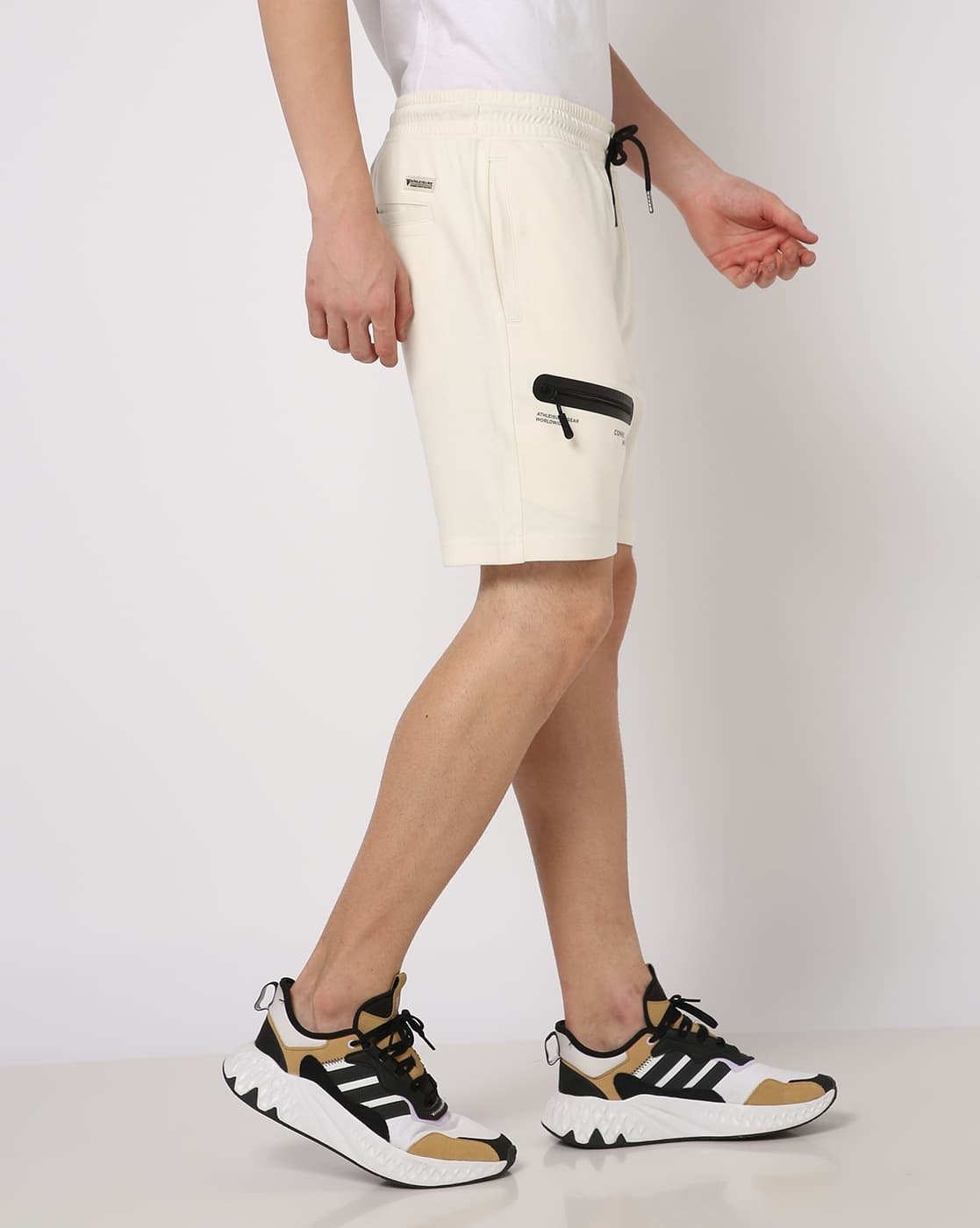 Drawstring Waist Flat-Front City Shorts