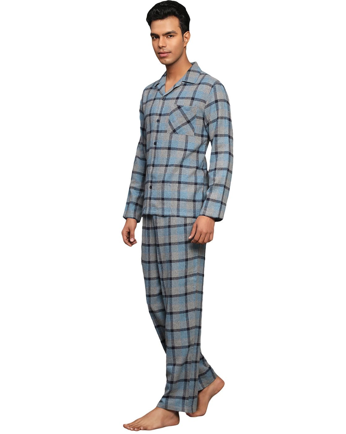 Checked Lounge Set with Patch Pocket