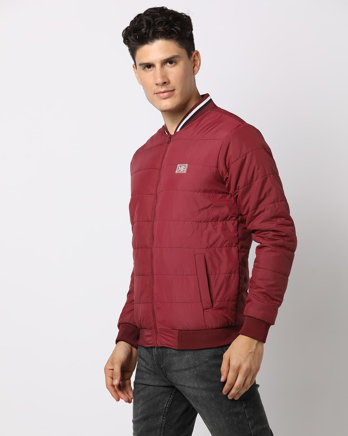 Zip-Front Padded Bomber Jacket