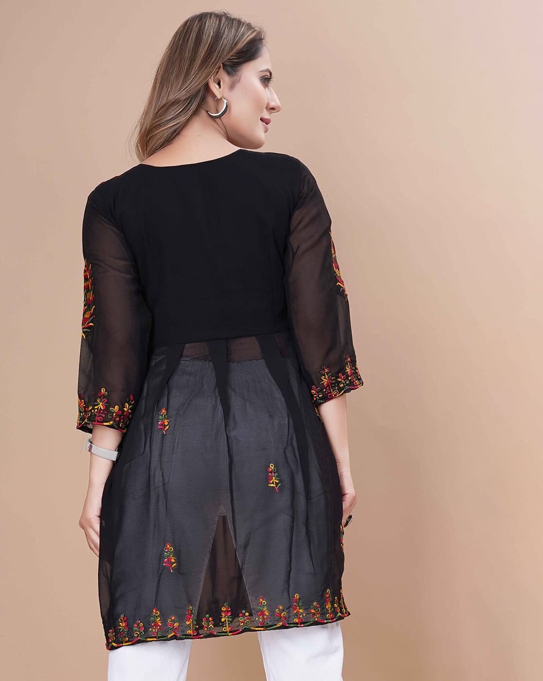 Chikankari Embroidery Flared Kurti
