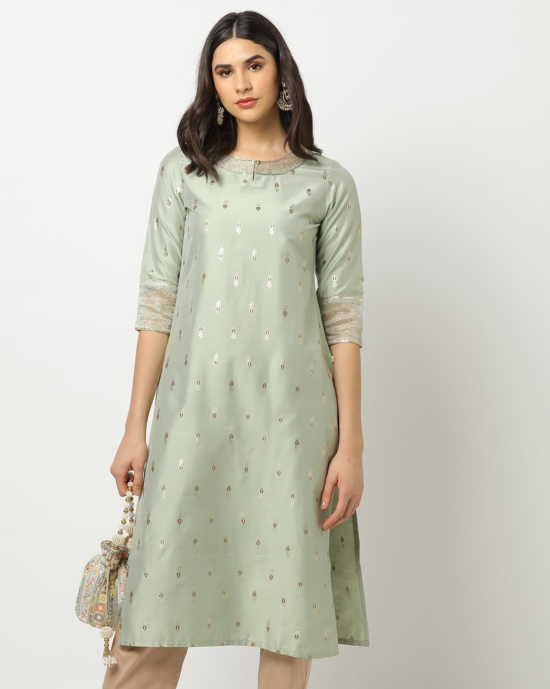 Foil Print Straight Kurta