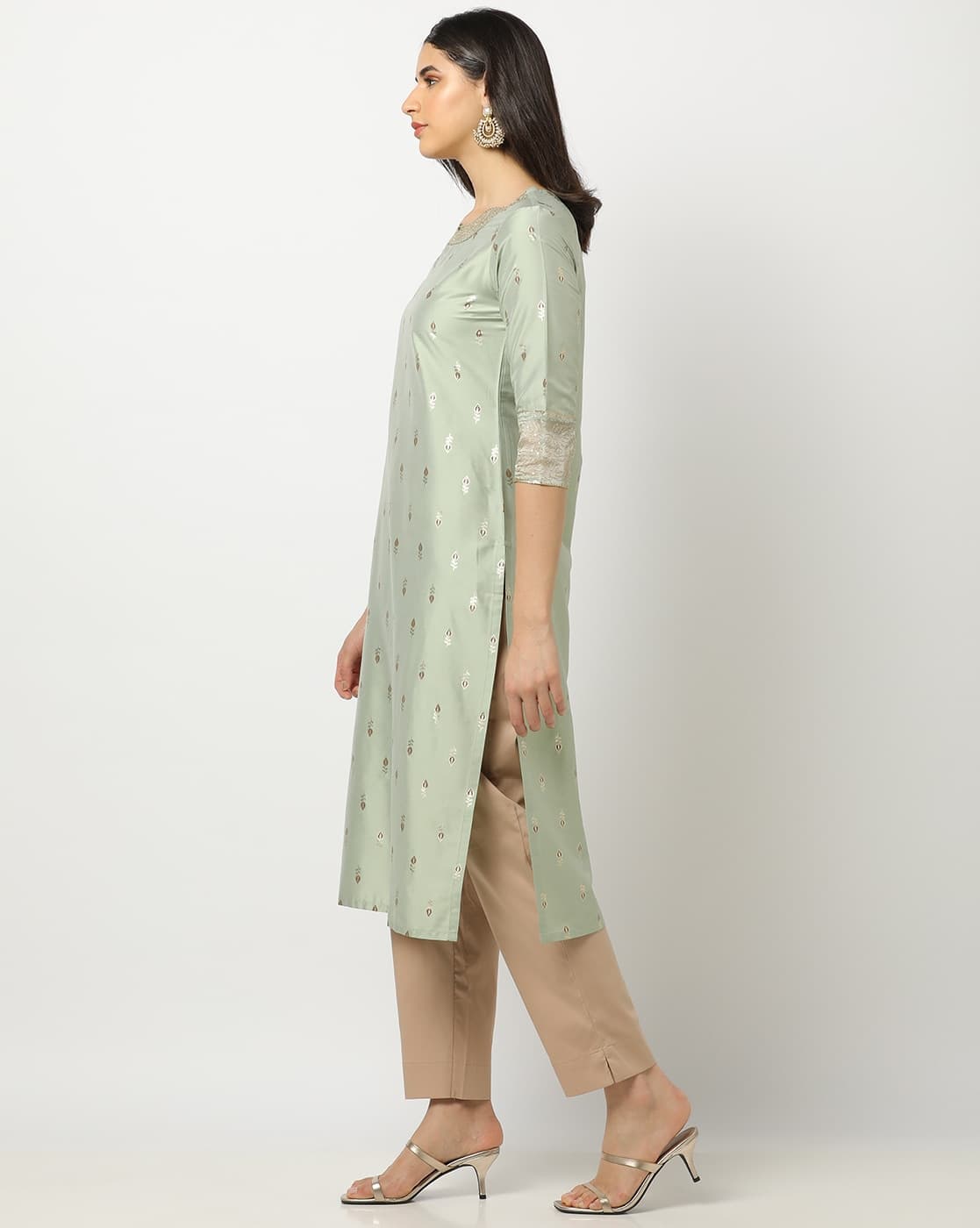 Foil Print Straight Kurta