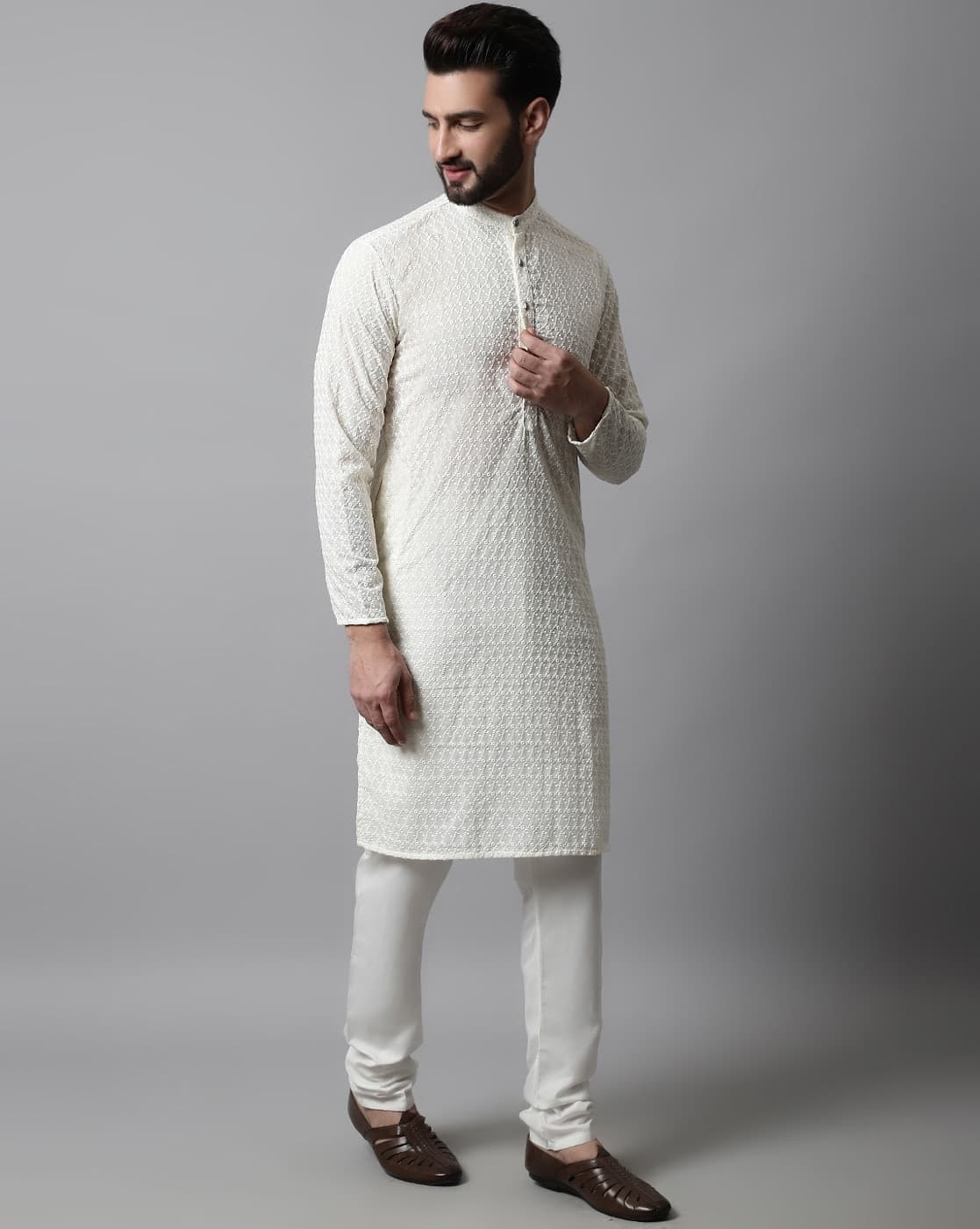 Chikankari Embroidered Kurta Pyjamas Set