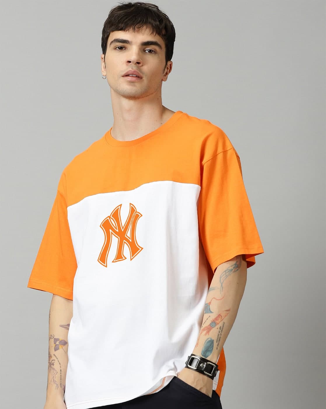 Graphic Printed Colour-Block T-Shirt