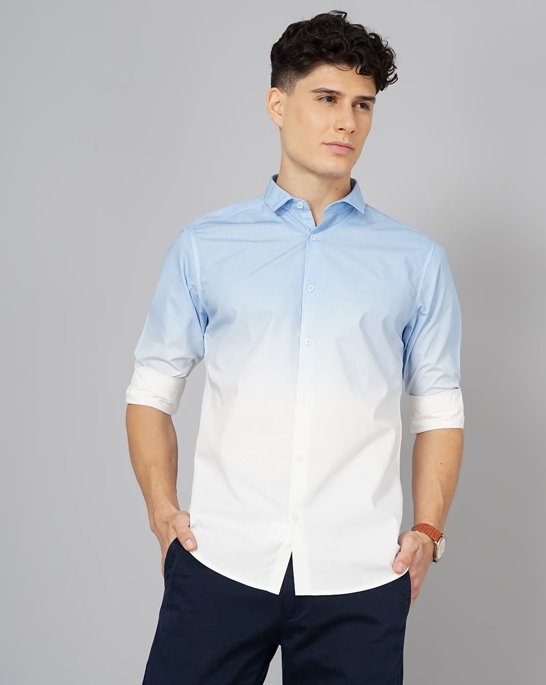 Ombre-Dyed Slim Fit Shirt