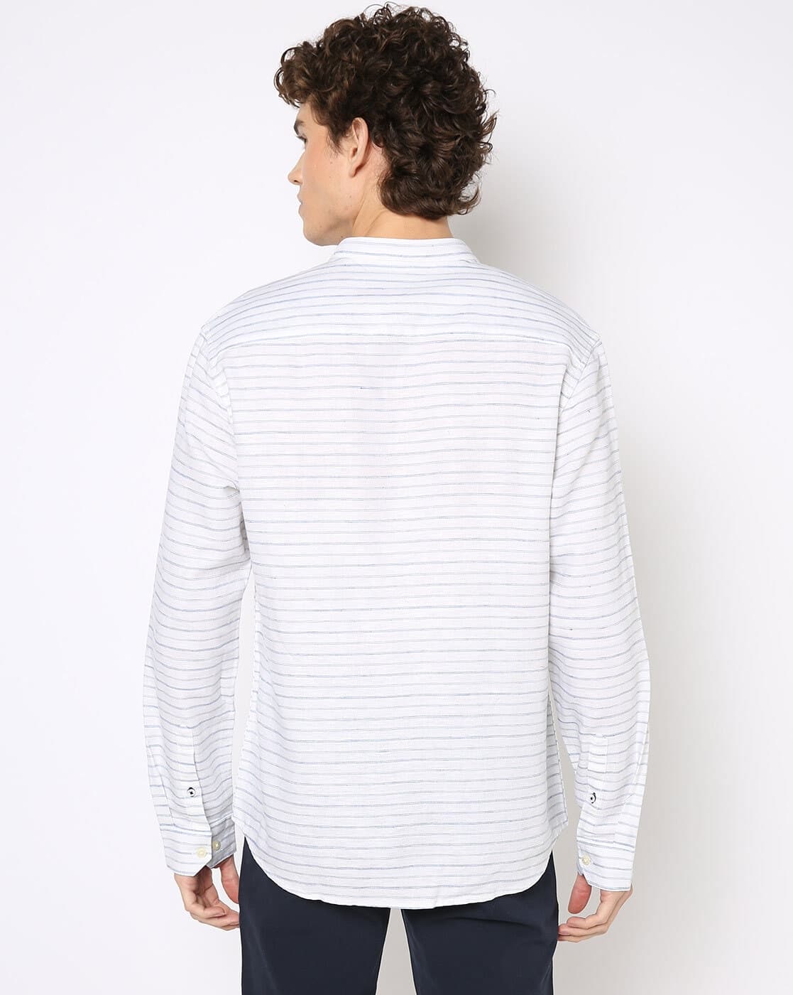Striped Slim Fit Shirt with Patch Pocket