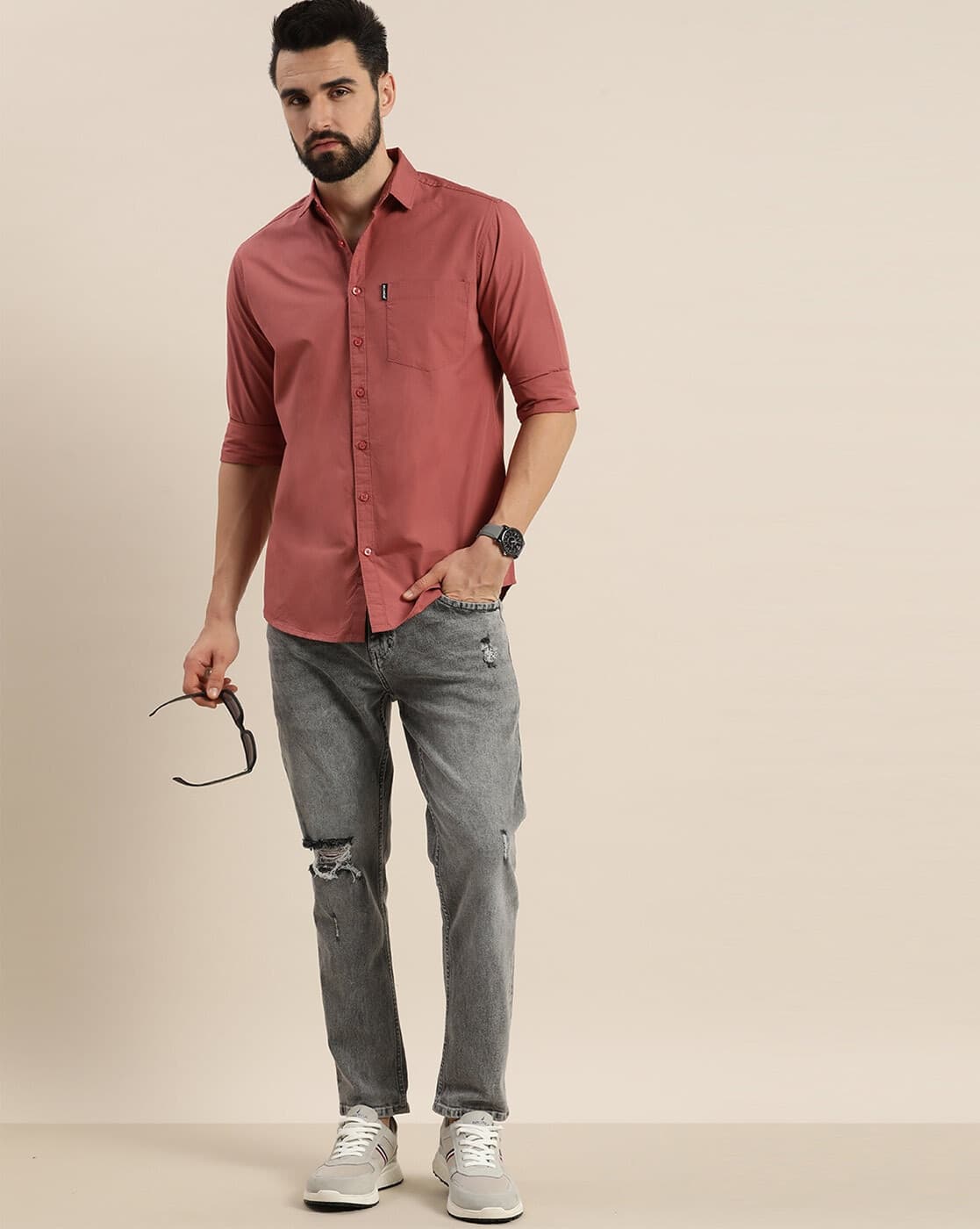 Cotton Shirt with Patch Pocket