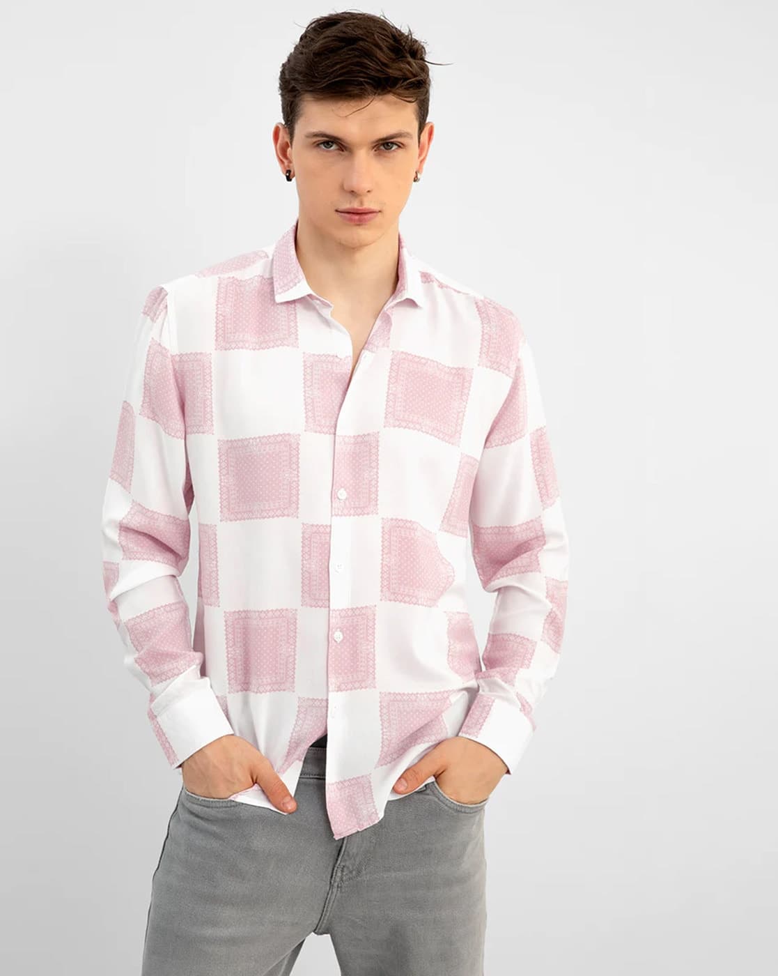 Geometric Print Full-Sleeves Shirt