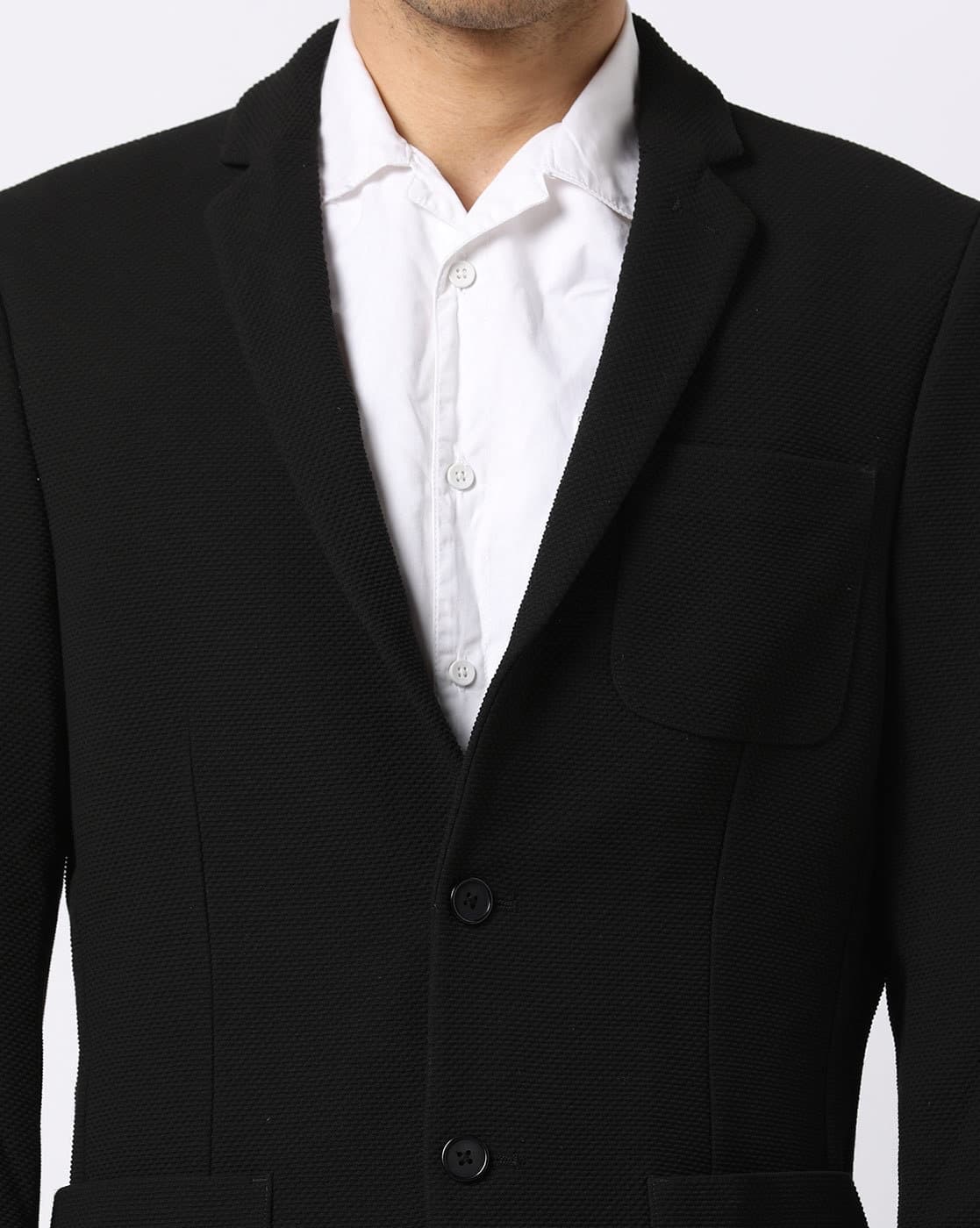 Textured Blazer with Notched Lapel