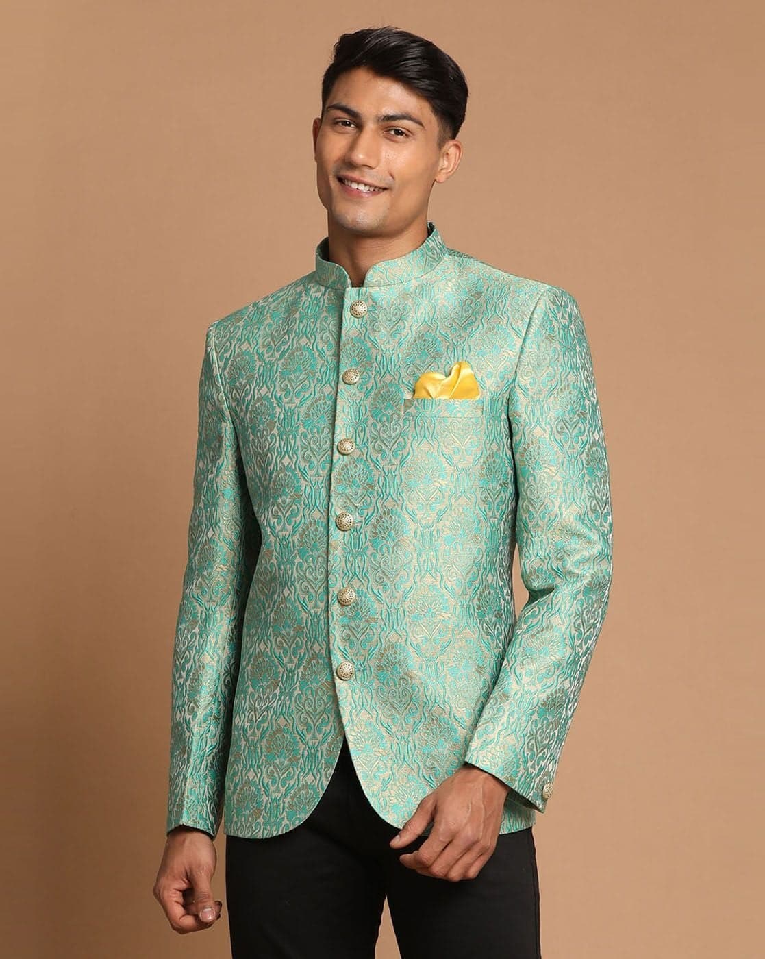 Floral Woven Bandhgala Blazer