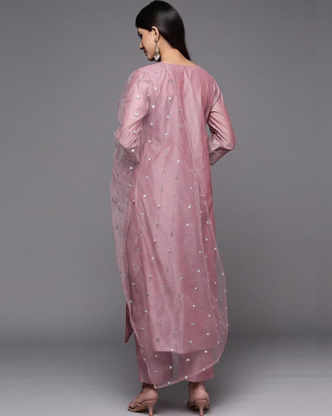 Embellished Straight Kurta with Pants & Dupatta