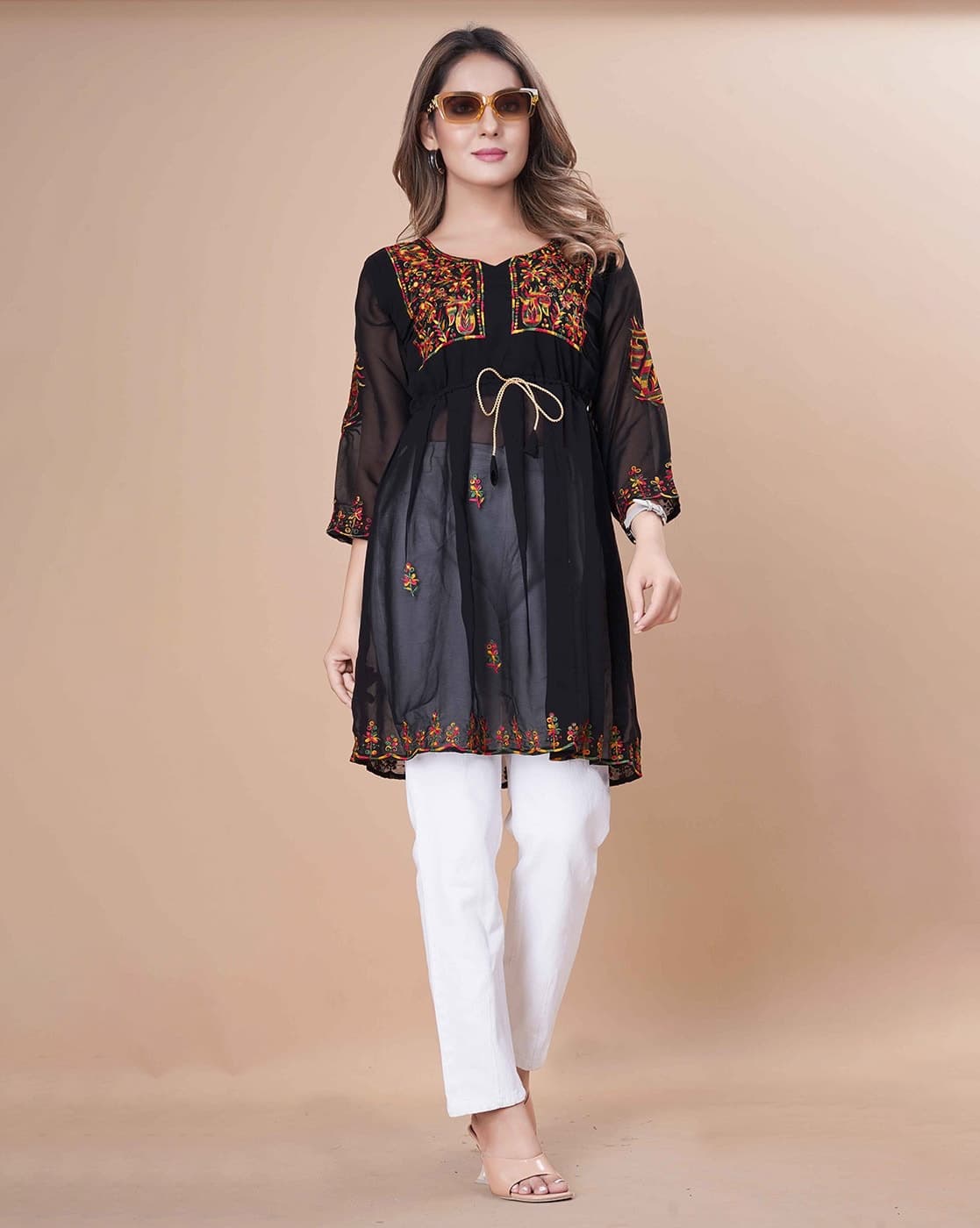 Chikankari Embroidery Flared Kurti