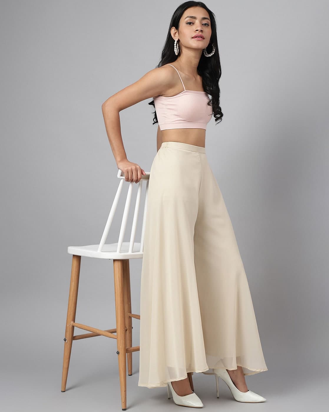 Mid-Rise Flared Palazzos